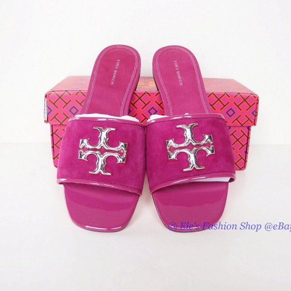 NIB Tory Burch Eleanor Leather Slide Fuchsia Hot Pink US 8 8.5 9 9.5 10 AUTHENTC - Picture 8 of 16